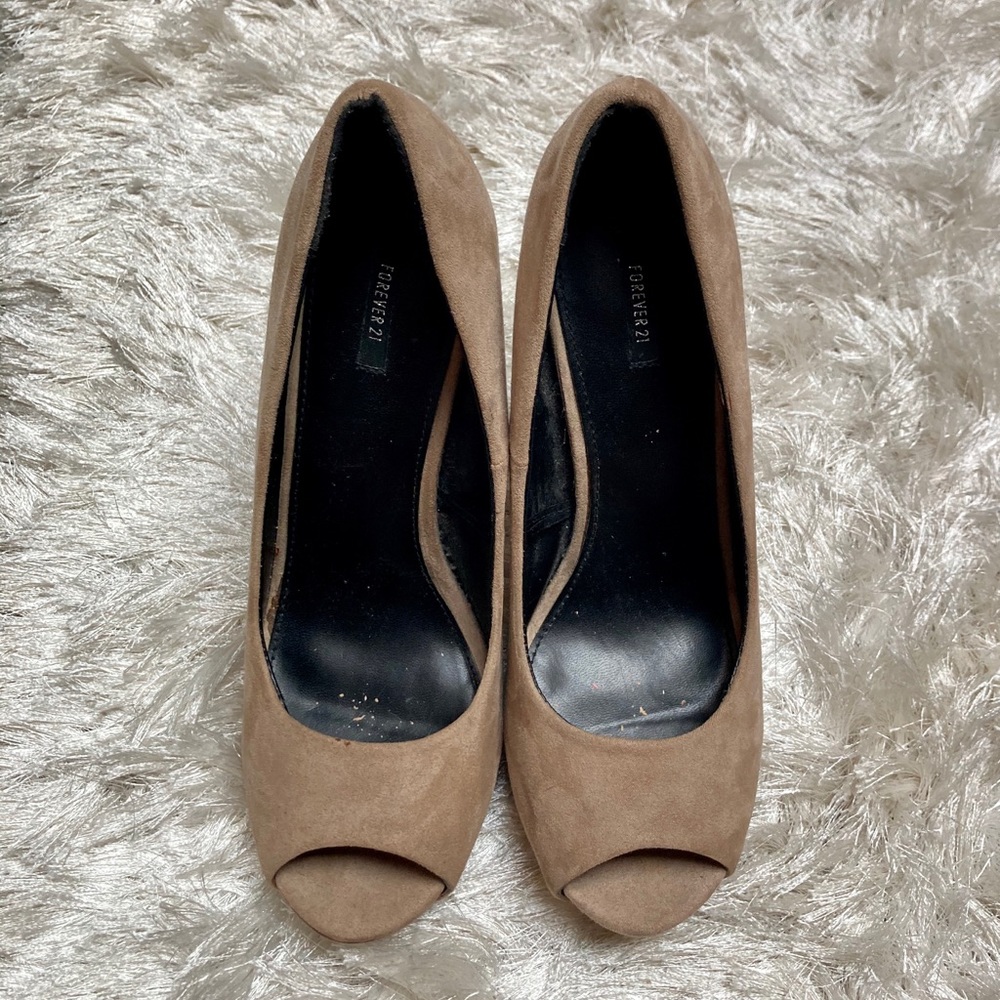Nude Faux Suede Pumps - Picture 6 of 10